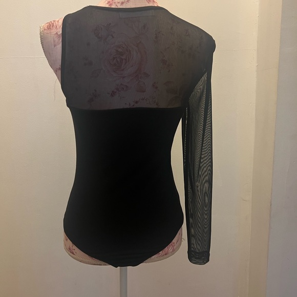 Elodie Black Sheer Sleeve Bodysuit - Picture 3 of 5
